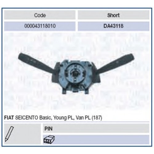 MAGNETI MARELLI Διακόπτης τιμονιού 000043118010